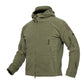 Men’s fleece hooded tactical coat, olive green with drawstring hood and front zipper
