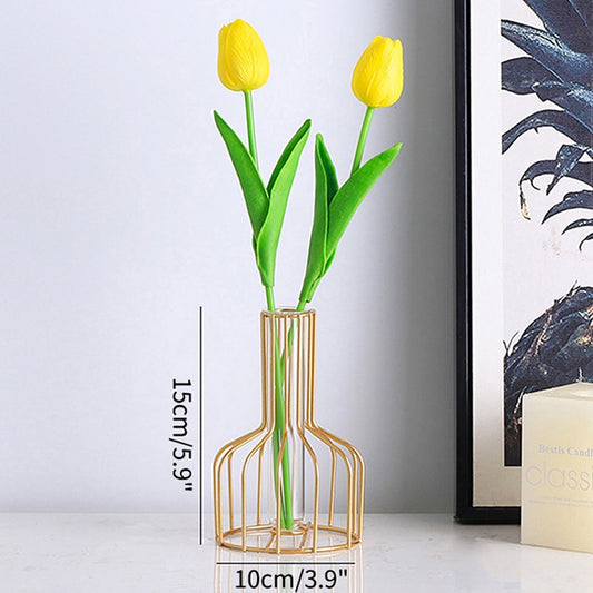 Wrought Iron Hydroponic Green Dried Flower Glass Flower Insert Decoration Without  Fake Flowers, Gold, Black