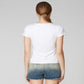 Women’s white short-sleeve T-shirt, plain back view