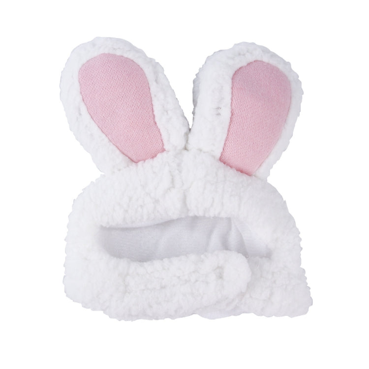 White plush rabbit-ear headwear with pink-lined ears