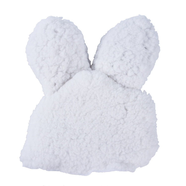 White plush rabbit-ear headwear for pets