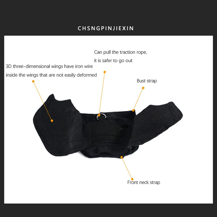 Bat wings pet costume strap diagram showing neck and front neck straps