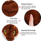 Dog plush bite toy diagram with fabric close-ups and vocal feature callouts