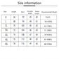 Men's blazer size chart with recommended weight and measurements by size