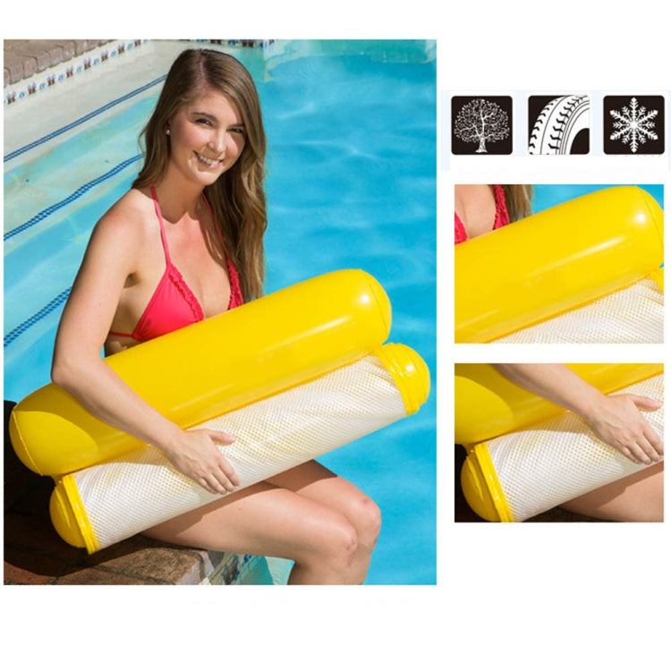 Yellow float hammock with mesh net, backrest float supports