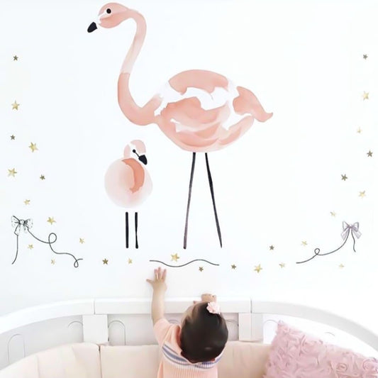 Children Room Balloon Flamingo Cartoon Wall Stickers Kindergarten Early Education Center Decoration Painting, Flamingo, Balloon