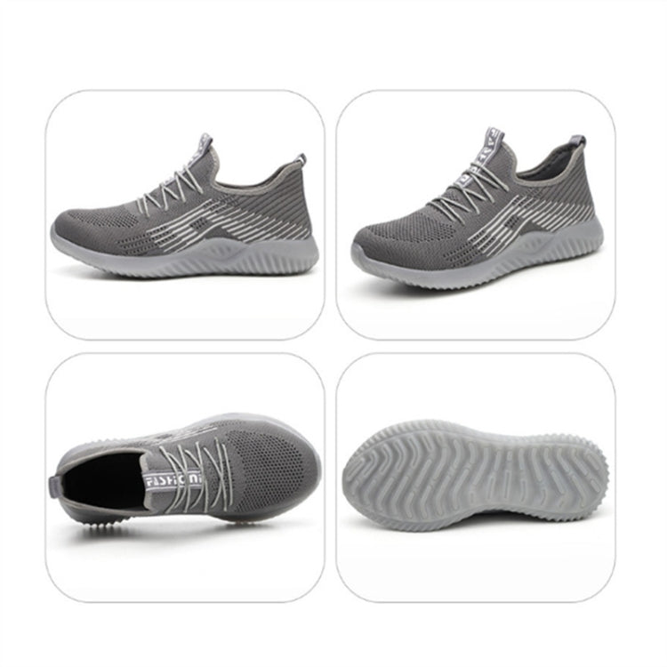 Set of grey and dark work sneakers: side, toe, and outsole views