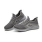 Men's lace-up work sneakers, grey knit upper with elastic collar and cushioned sole