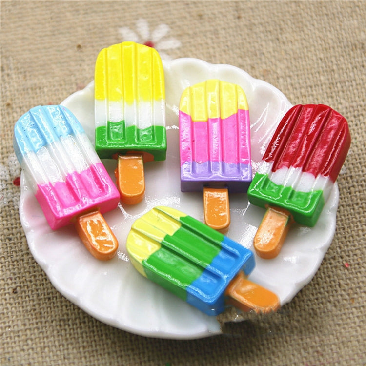 Rainbow ice cream stick resin cabochons with blue, pink, red stripes, flat backs