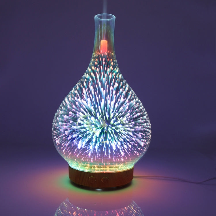 LED aroma humidifier night light with multicolor 3D fireworks glow and visible mist