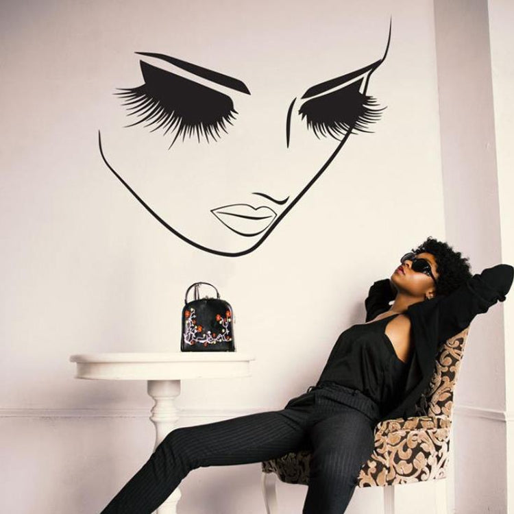 Makeup face wall decal set: black eyelashes and lips design