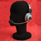 Black foam mannequin head display stand, headset side view with boom microphone