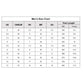 Men's size chart table with US, EU, UK, BR, AU sizing and foot length in inches