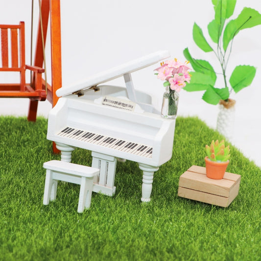 1:12 Mini House Toy Simulation Grand Piano Decoration, White, black
