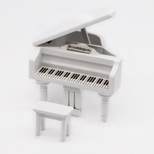 1:12 Mini House Toy Simulation Grand Piano Decoration, White, black