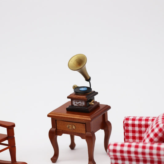1:12 Mini House Toy Simulation Retro Gramophone with Record, Retro Gramophone with Record