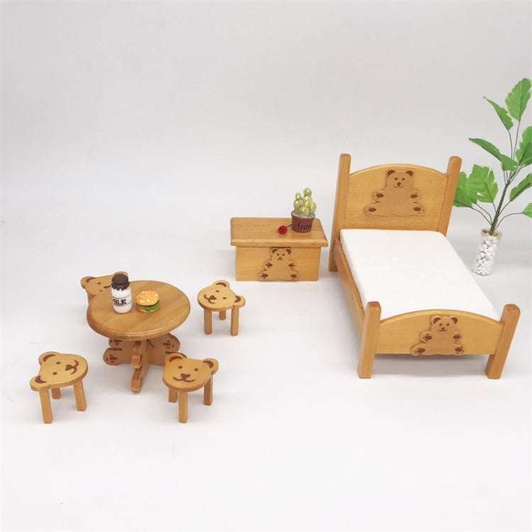 1:12 Mini Doll House Pocket Children Bedroom Small Bear Bed Set, Bear Bed Set