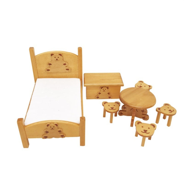 1:12 Mini Doll House Pocket Children Bedroom Small Bear Bed Set, Bear Bed Set