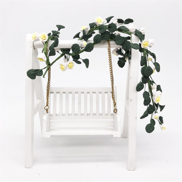 1:12 Mini House Toy Simulation Rose String for Easel Swing Garden Scene, Rose String Swing