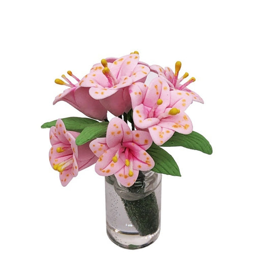 1:12 mini Doll House Dollhouse Furniture Pocket Decoration Arrange Flowers Lily, Flowers Lily