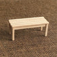 Mini wooden dollhouse garden bench stool, slatted top and legs, light finish