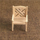 Mini wooden dollhouse garden chair, lattice back, slatted seat, light finish