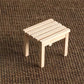 Mini wooden dollhouse garden stool, slatted top, four legs, light finish