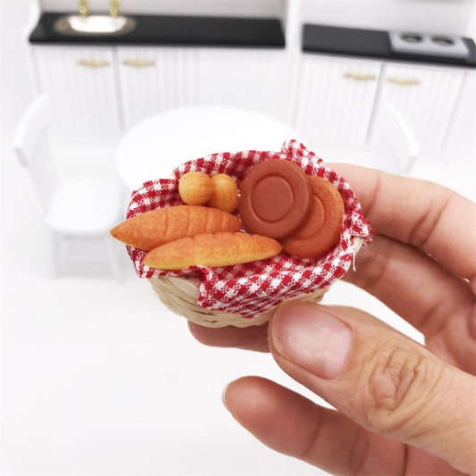 3 PCS 1:12 Mini Dollhouse Furniture Kitchen Supplies Micro-food Play Bread Box Basket, Bread Box Basket