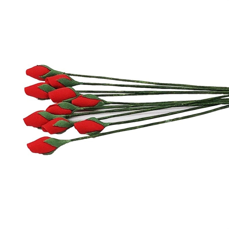 Mini rose stem toy set with multiple small red flowers on green stems