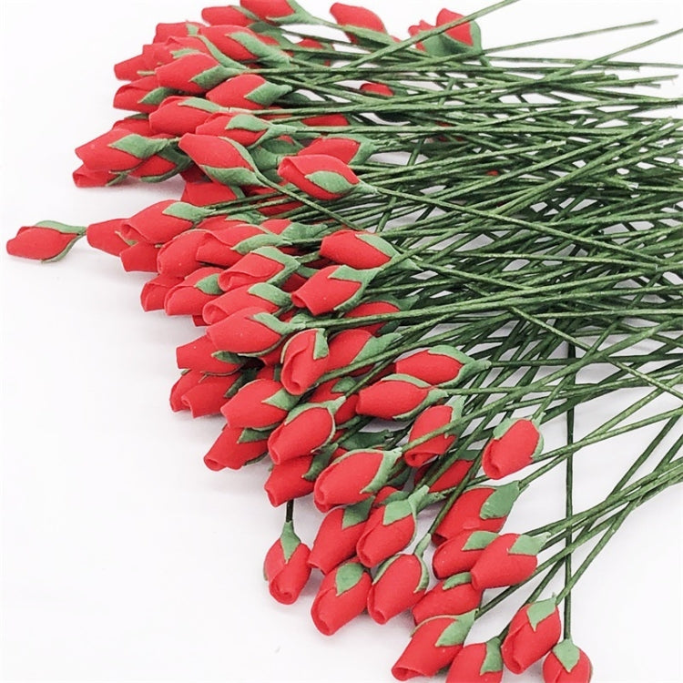 Mini rose stem toy set with densely packed red flowers and green leaves
