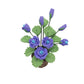 Mini rose flower bouquet toy with purple roses, green foliage, and brown mini vase