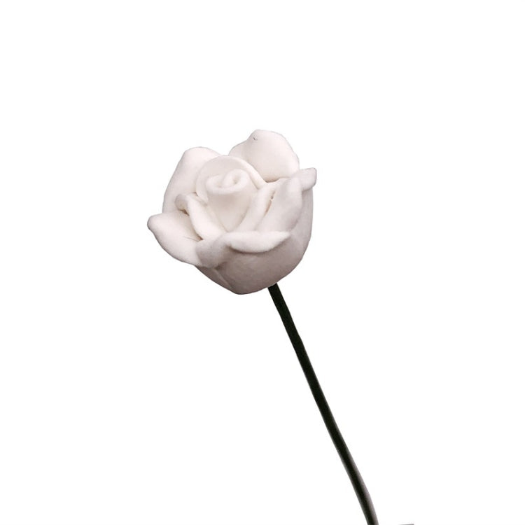 Single mini white rose on a green stem