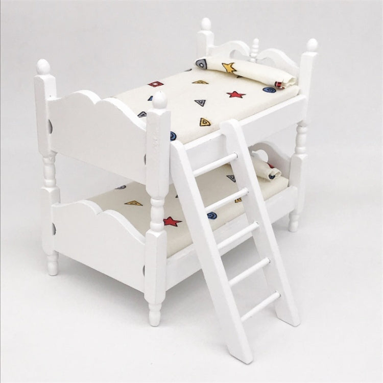 1:12 Mini House Toy Simulation Children Wooden Bunk Bed