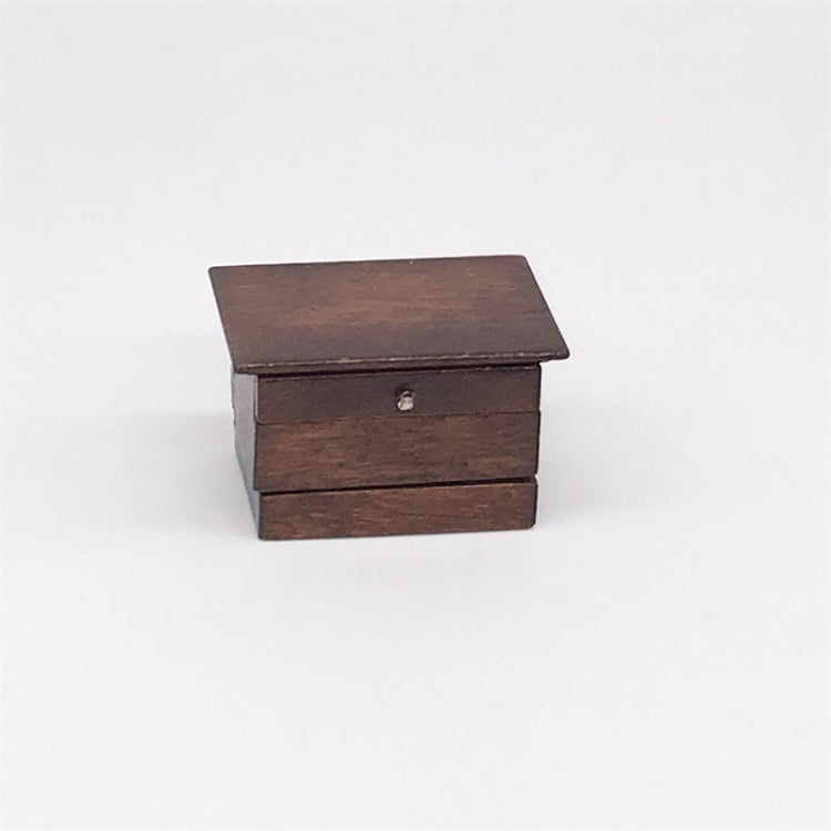 1:12 Mini House Toy Simulation Classical Solid Wood Chinese Retro Sewing Box, Sewing Box
