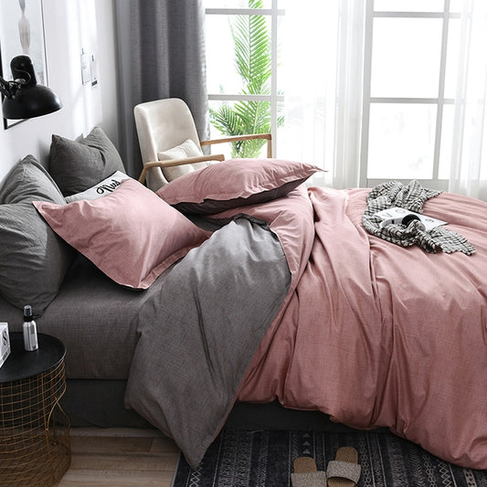 Bedding Set Solid Plaid Side Bed Comforter Duvet Cover Sheet Set, 168*229cm(1x Pillowcase,1xQuilt）, 200*230cm(2x Pillowcase,1x Quilt）, 228*228cm(2xPillowcase,1xQuilt）, 260*230cm(2xPillowcase ,1xQuilt）, 135*200cm(1xPillowcase,1xQuilt）                   ...