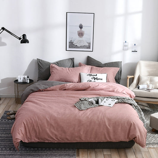Bedding Set Solid Plaid Side Bed Comforter Duvet Cover Sheet Set, 168*229cm(1x Pillowcase,1xQuilt）, 200*230cm(2x Pillowcase,1x Quilt）, 228*228cm(2xPillowcase,1xQuilt）, 260*230cm(2xPillowcase ,1xQuilt）, 135*200cm(1xPillowcase,1xQuilt）                   ...