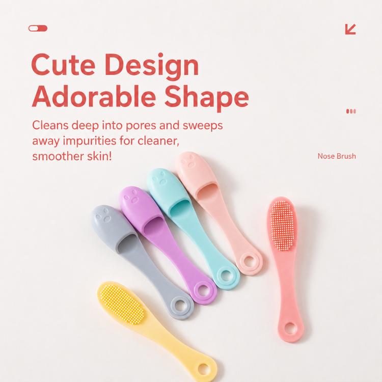 Silicone face cleansing brushes with bristle heads, assorted pastel handle colors