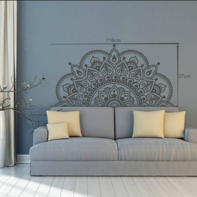 White mandala wall sticker with marked size 116cm by 57cm