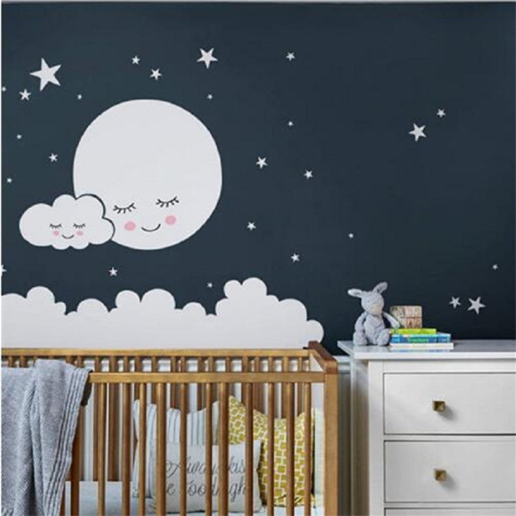 White moon and cloud wall sticker with small star pattern for children room