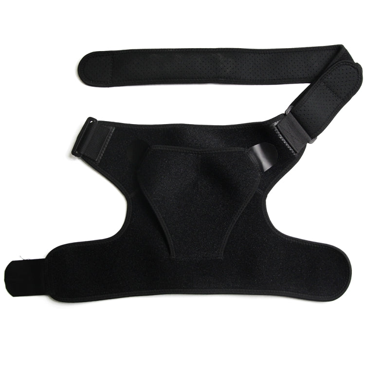 Black anti-scratch shoulder pad with adjustable strap and hook-and-loop securing tab.