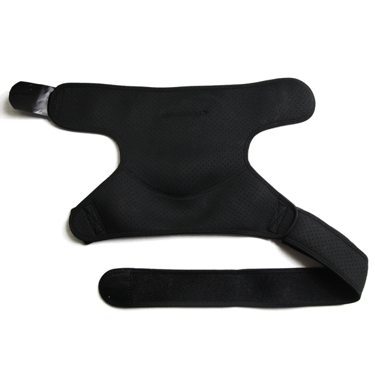 Black padded shoulder protection with adjustable straps and contoured anti-scratch guard.