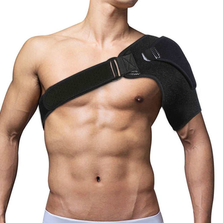 Black shoulder protection strap worn across upper chest with padded shoulder guard.