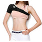 Black anti-scratch shoulder strap worn over sportswear, with padded shoulder guard.
