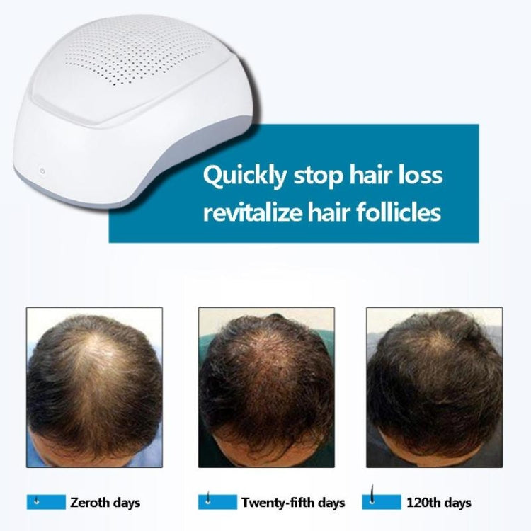 White laser hair growth helmet with gray base, domed cap design