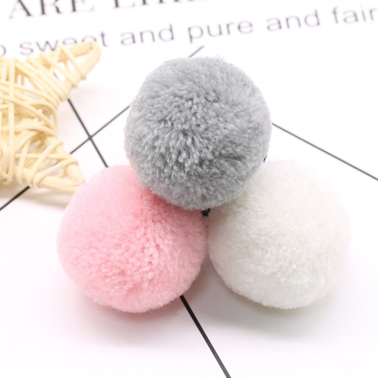 Faux fur pom-pom balls set: gray, pink, and white