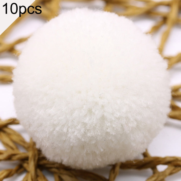 White faux fur pom-pom ball, round toy decoration