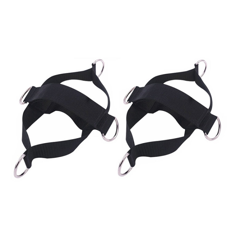 Pair of black shoe cover pull-rope straps with metal rings