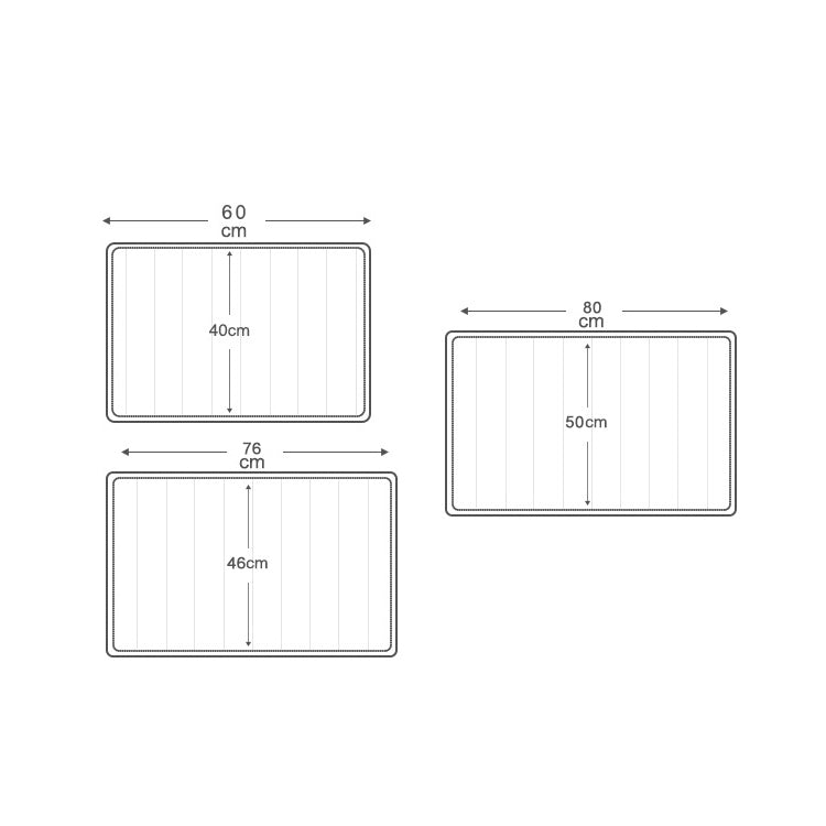 Toilet mat size diagram showing 46x76 cm and 50x80 cm options