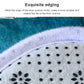 Stitched border detail on marine-pattern toilet mat with white fleece texture
