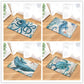 Marine motif toilet mat shown on bathroom floor in multiple animal print designs